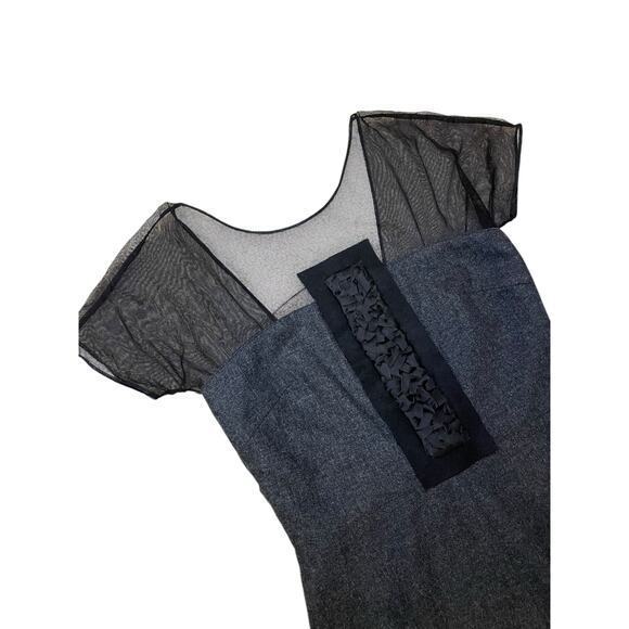 Vera Wang Lavender Label Women 4 Wool Silk Cap Sleeve Cocktail Dress Grey Black - Picture 5 of 13